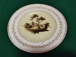 Фарфоровая тарелка с пейзажем. Мануфактура Попова
